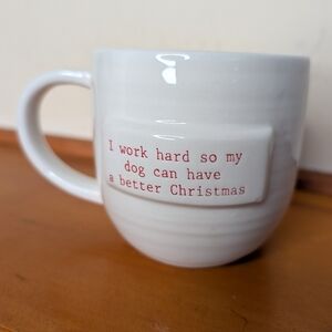 Mud Pie Dog Christmas Coffee Mug Gray Red Polka Dot Funny Saying